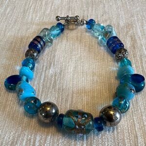 Blue and Silver Beaded Bracelet